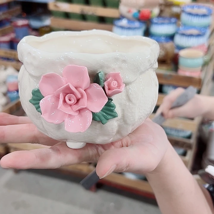 有孔.凑满10元发货多肉陶瓷花盆！