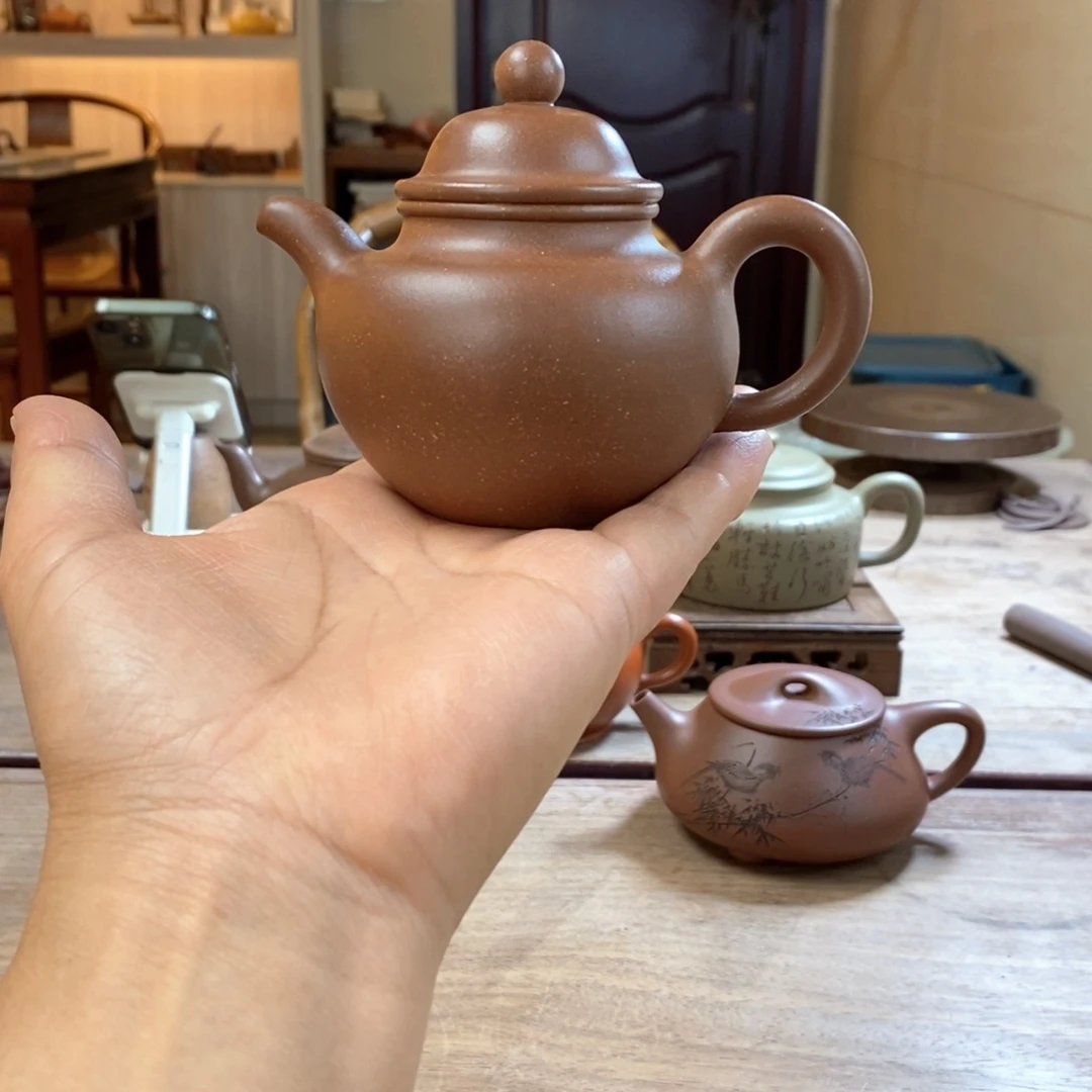 紫砂壶全手工老紫泥掇球壶