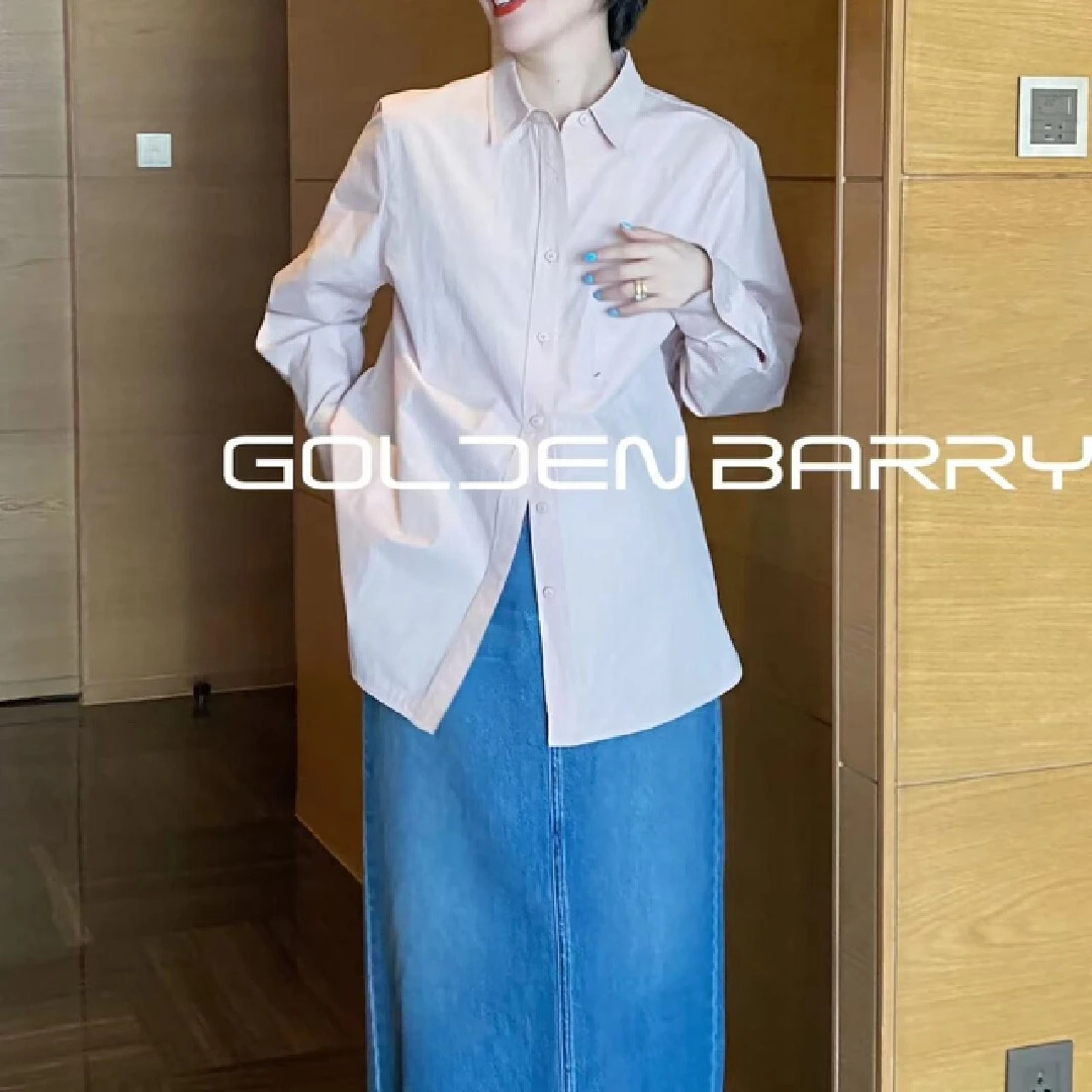 【返季福 利】212468气质简约单口袋大版衬衣【微瑕】