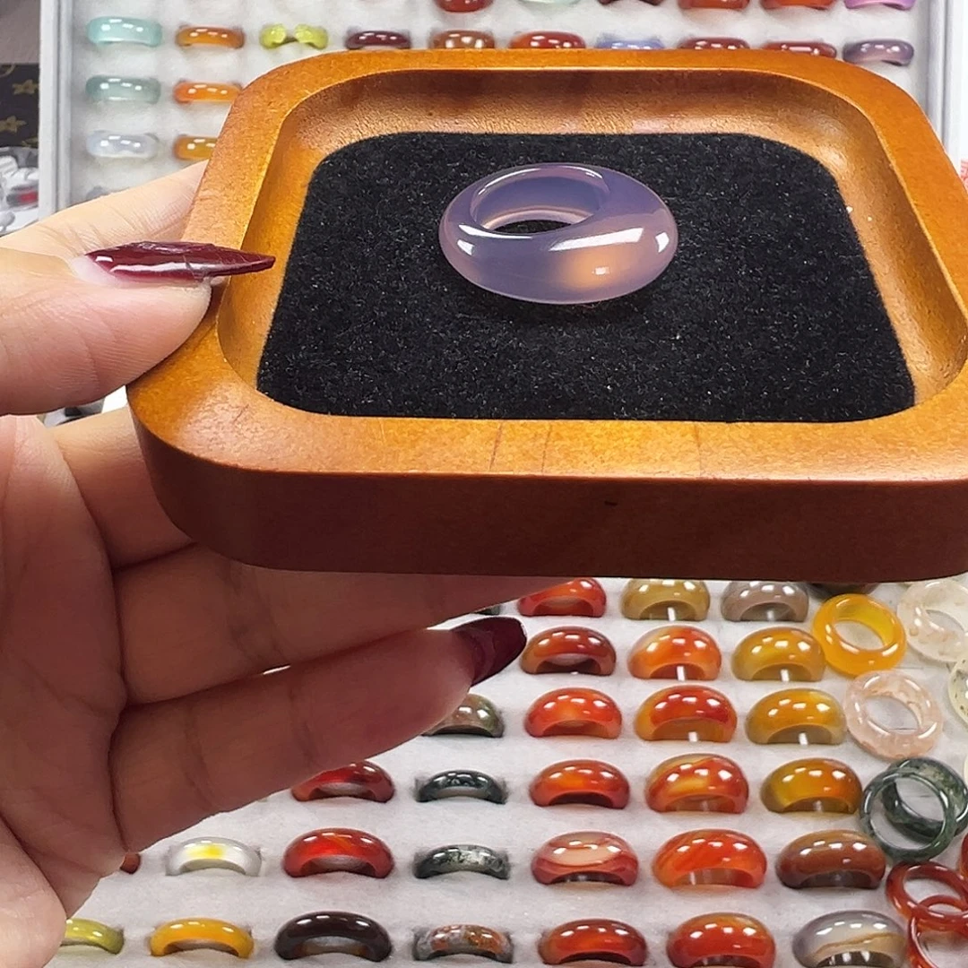 玛瑙/玉髓未镶嵌戒指A13不退换17.3港15