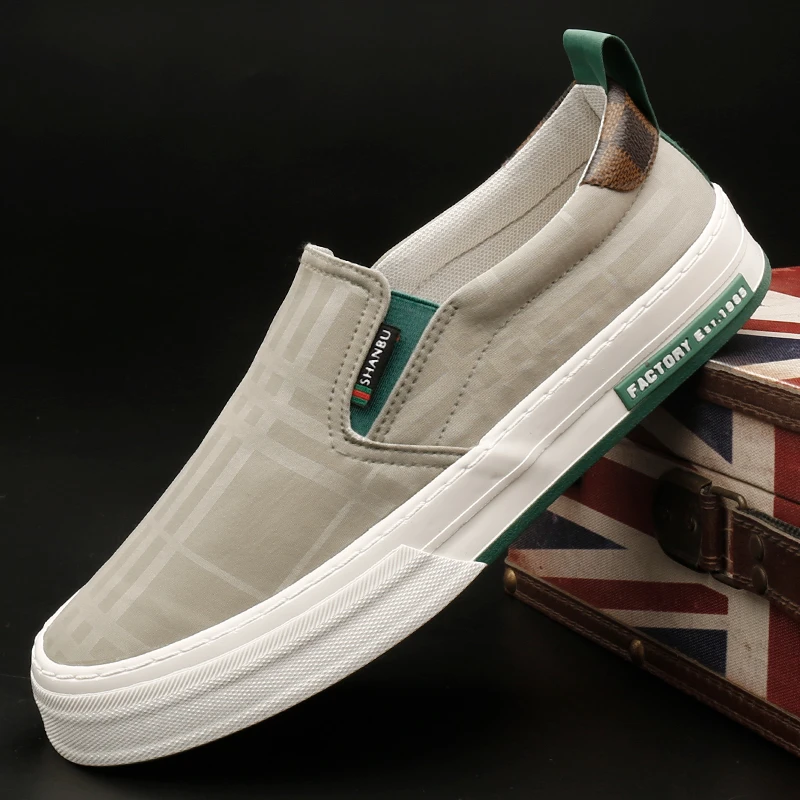 25143 春季潮流透气布鞋休闲平跟时尚潮鞋低帮薄款一脚蹬软底男鞋