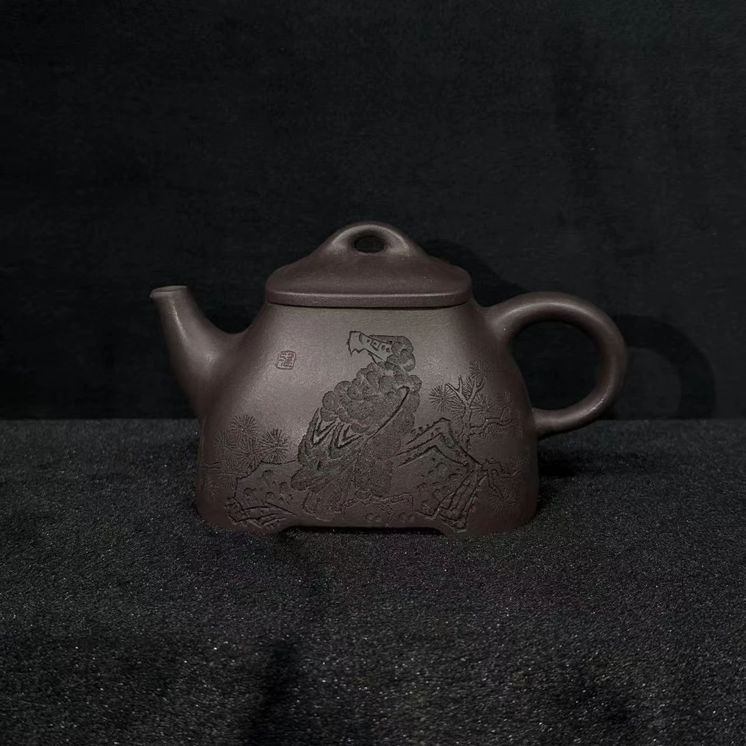 44/XY-038/李立科刻/紫砂壶方尊/黑敦头