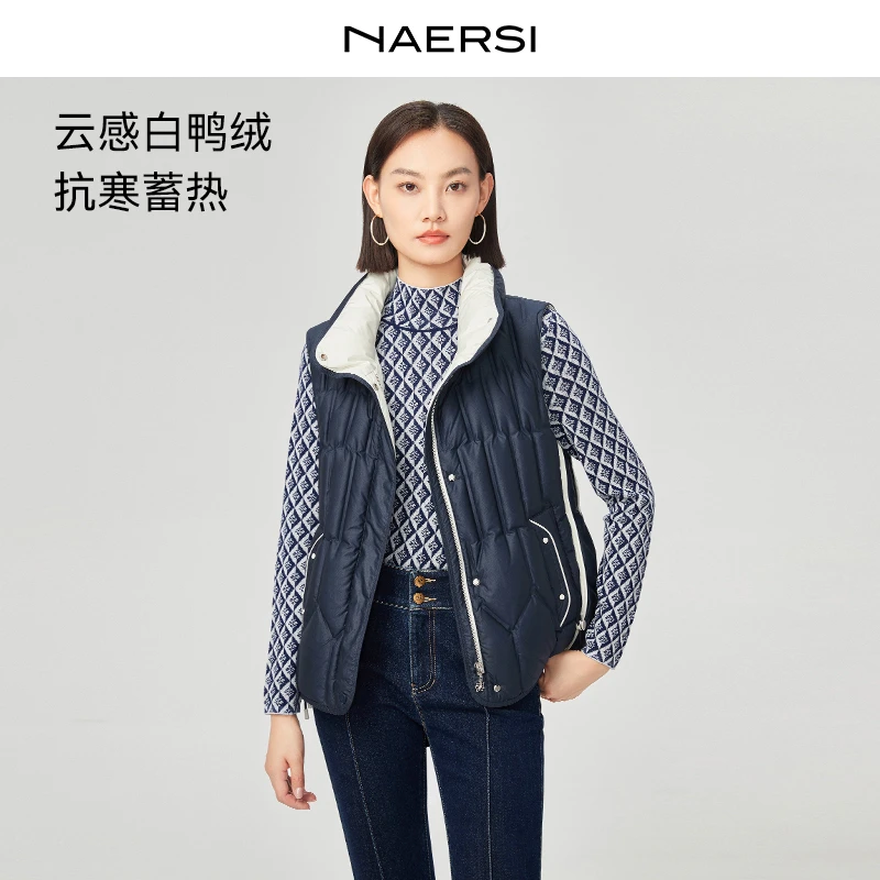 娜尔思25年时尚秋冬保暖新款撞色羽绒马夹显瘦百搭女NH00696Q7
