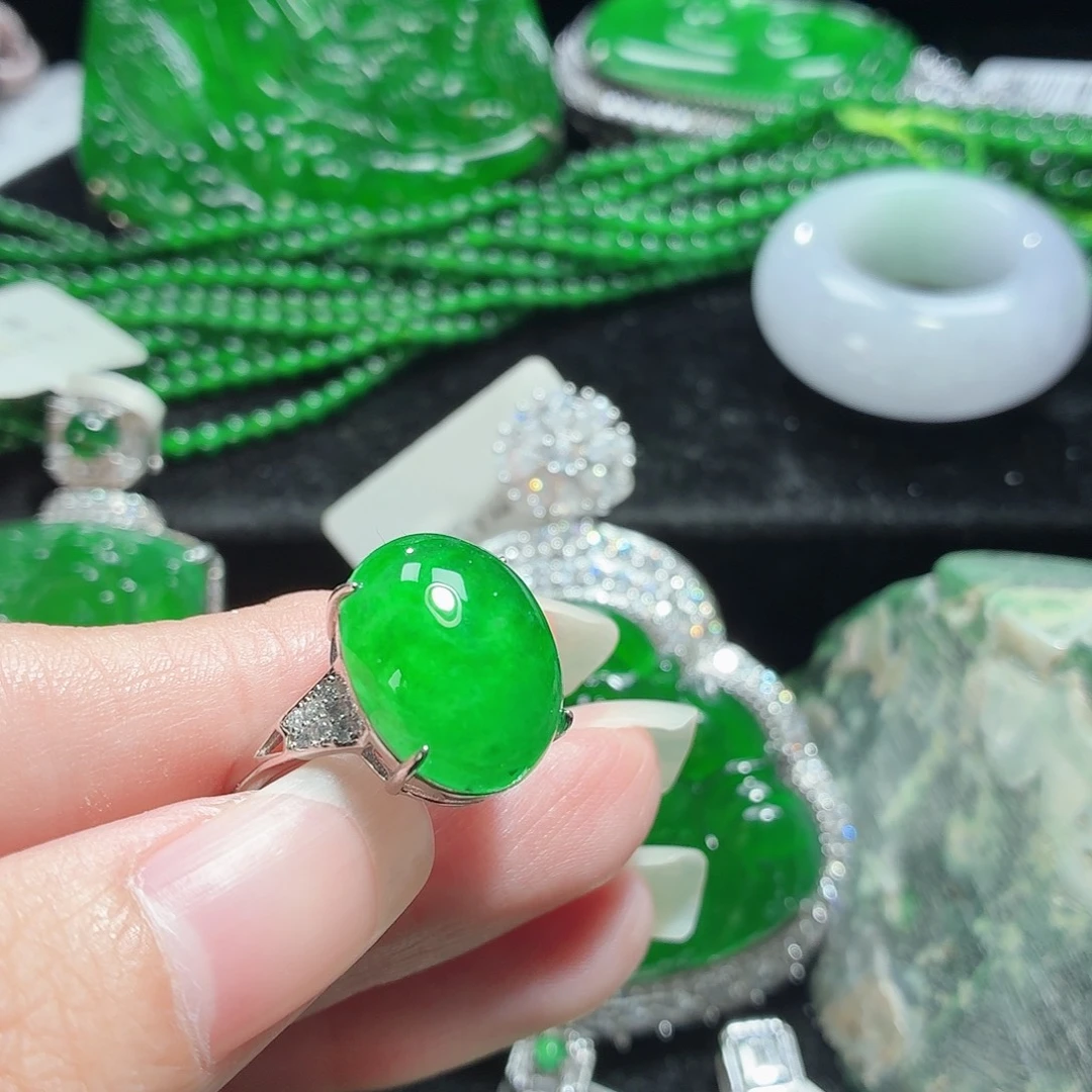 翡翠银S925镶嵌戒指