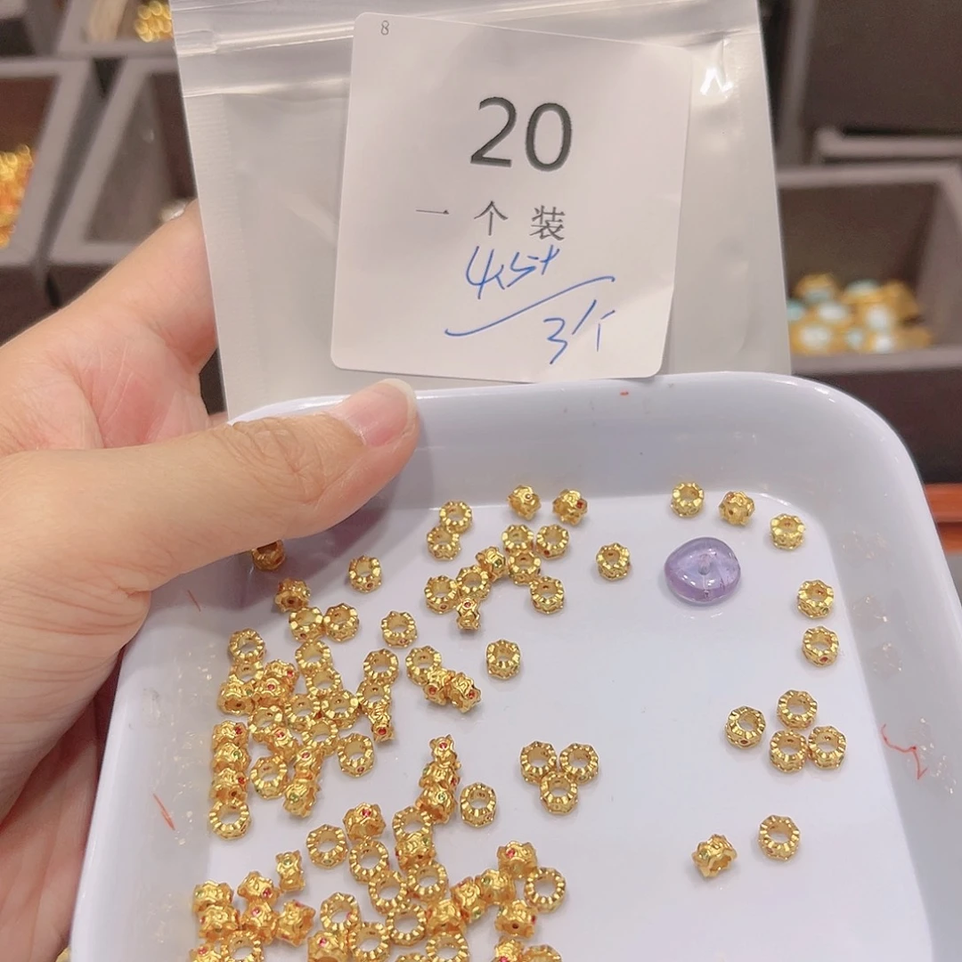 水晶珠宝半成品银S925镀金镶嵌20