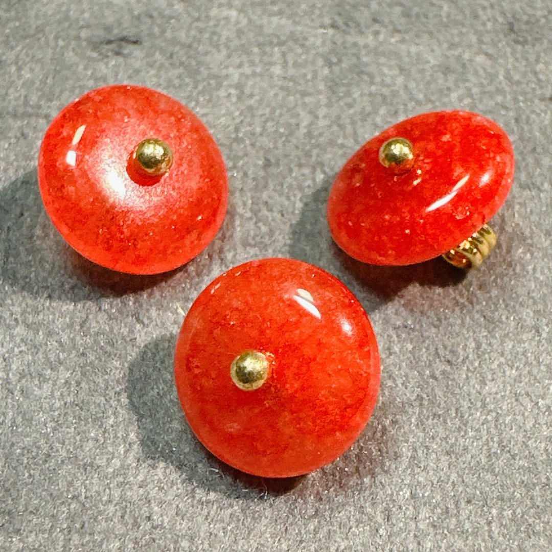 10mm新中式国风红色天然石扁珠纽扣旗袍汉服唐装服装辅料扣子