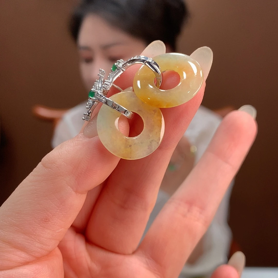 翡翠银S925镶嵌耳饰