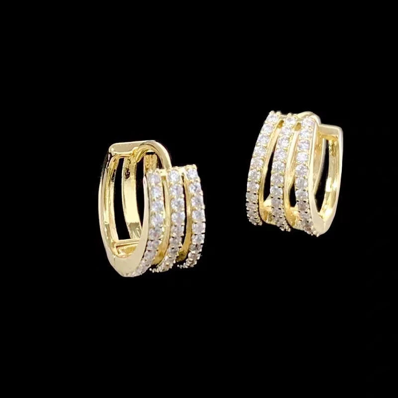 铜合金耳饰 多层圈圈耳环轻奢个性小巧时尚设计金色小耳圈N0781