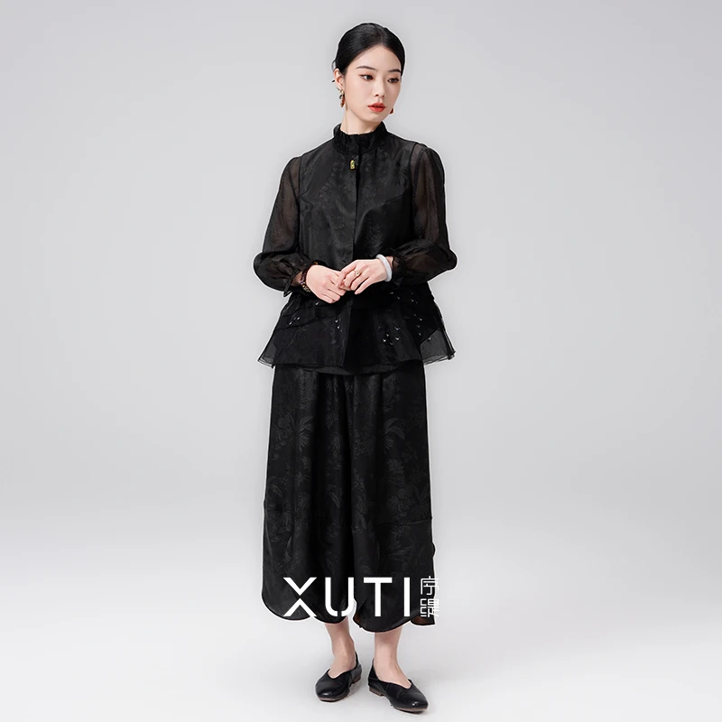 序缇『望归鸿』春夏新款国风新中式桑蚕丝马甲H225-6199