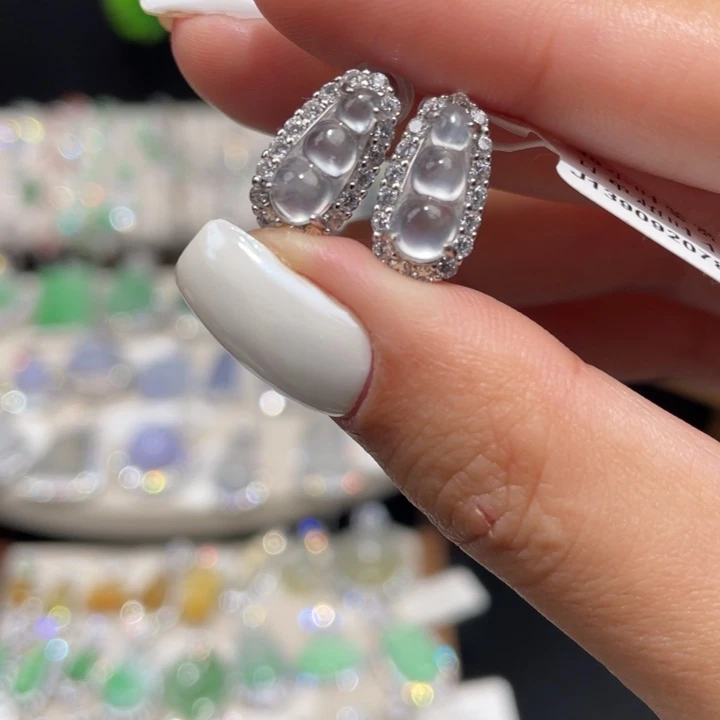 翡翠银S925镶嵌耳饰