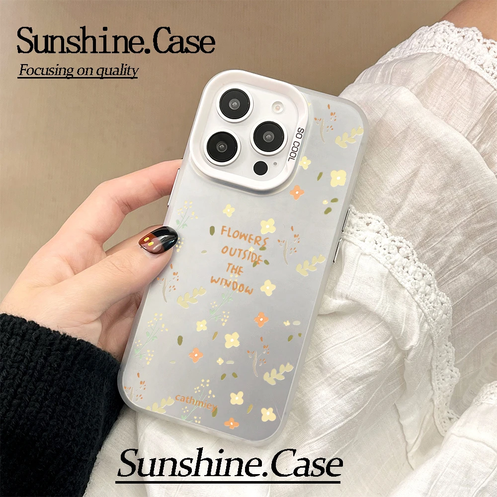 【彩银】英文花草适用于苹果16promax华为vivo小米oppo防摔手机壳