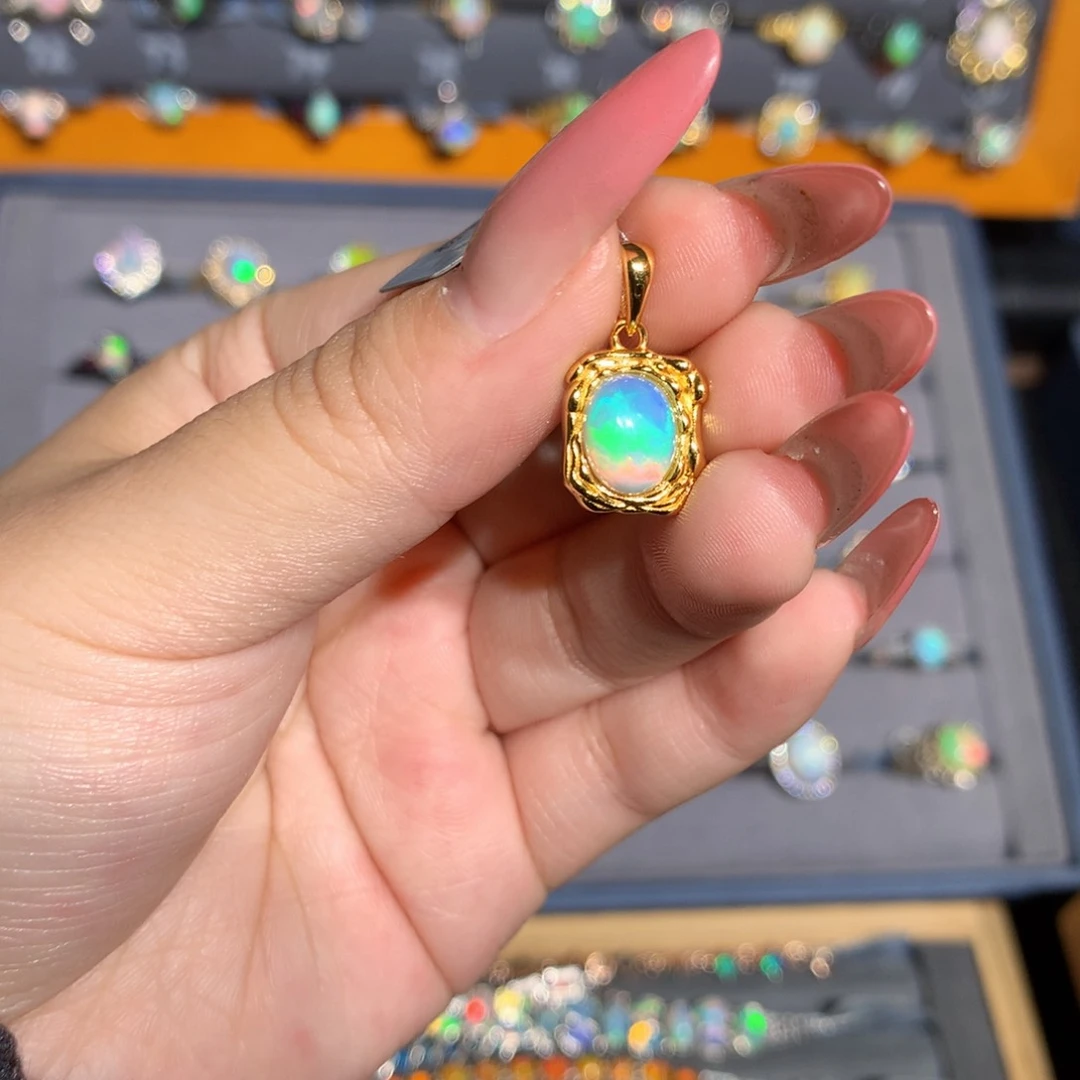 银S925镶嵌欧泊欧泊吊坠l