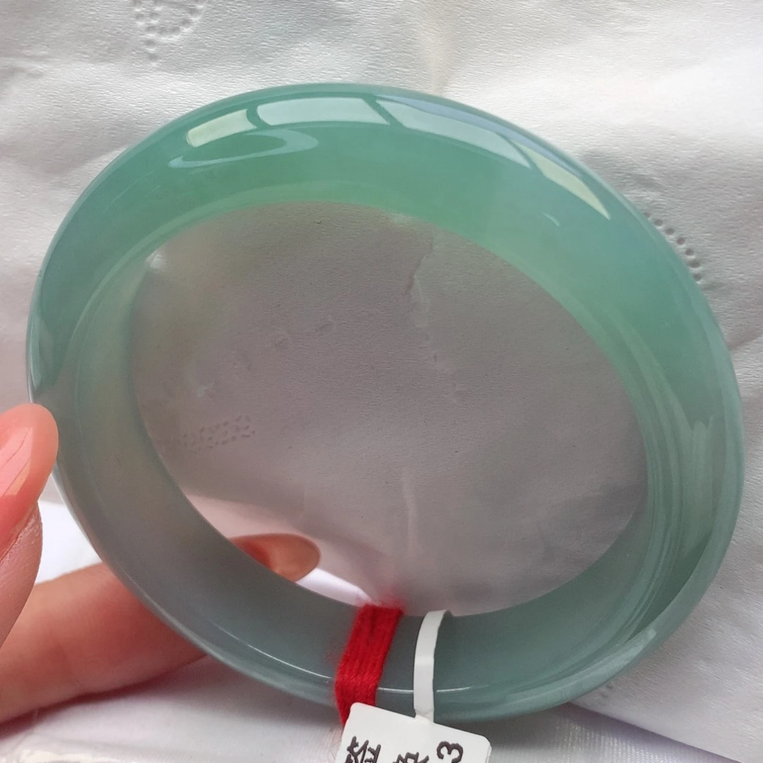 翡翠手镯未镶嵌53-54圈口冰湖绿对标中万上品质