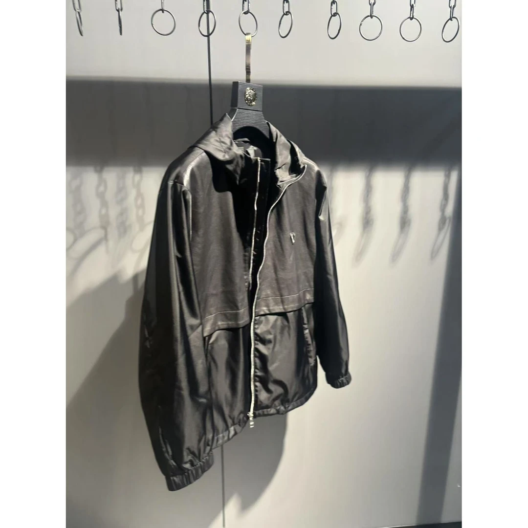 秋冬高端尾单黑色连帽夹克外套5632