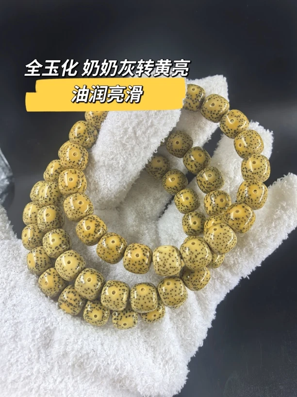 海南原生态石玉料星月菩提手串10*11（大眼针尖星）