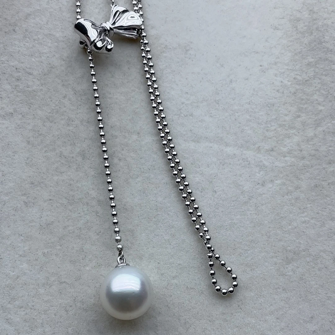 银S925镶嵌套链64海水珍珠