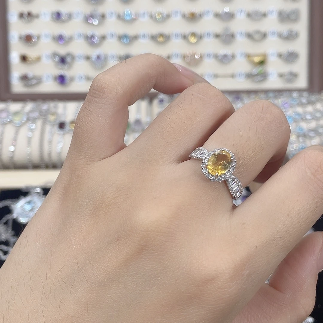 戒指银S925镶嵌黄晶