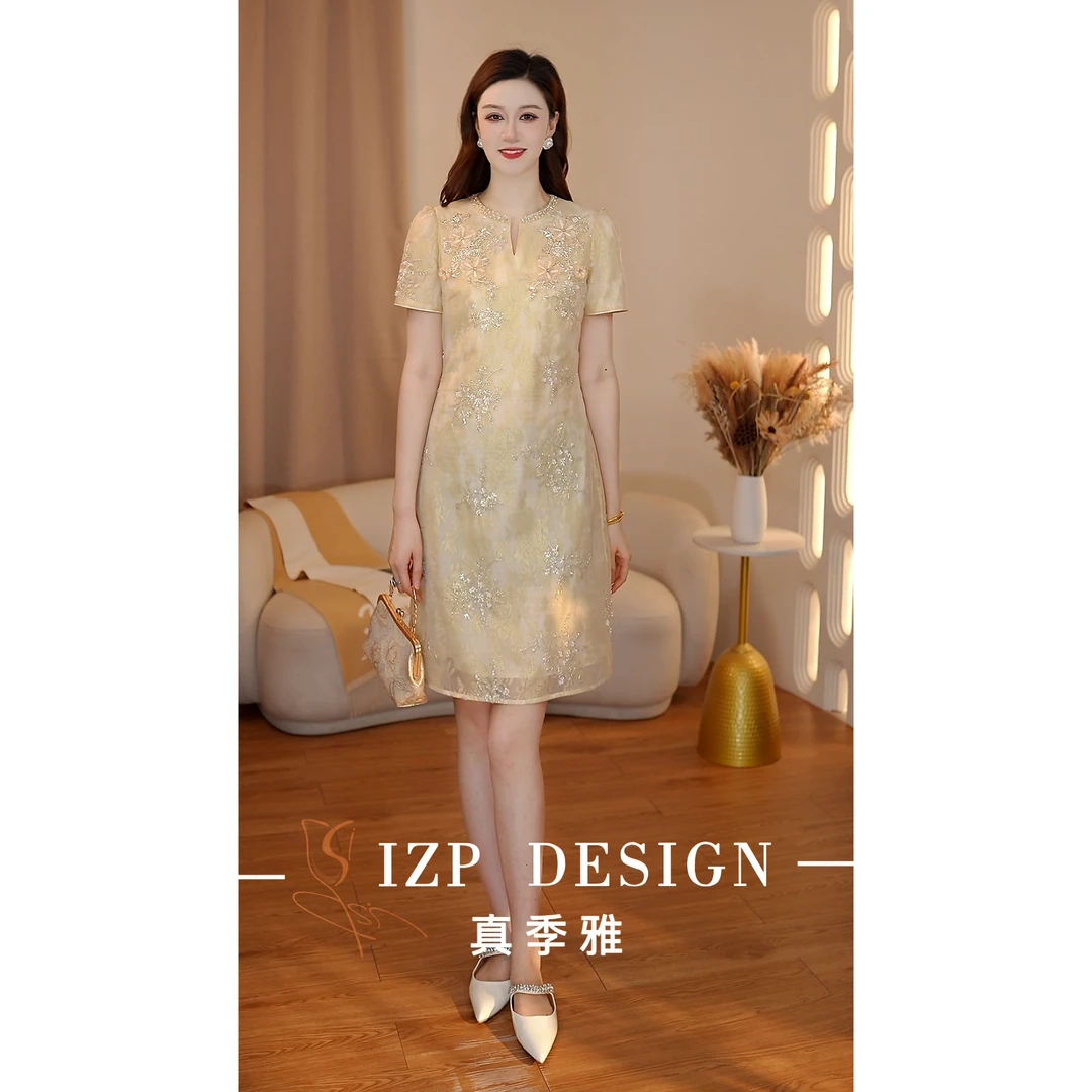 IZP【特价现货】真季雅<薄纱玫瑰>法式时尚连衣裙 PM73771