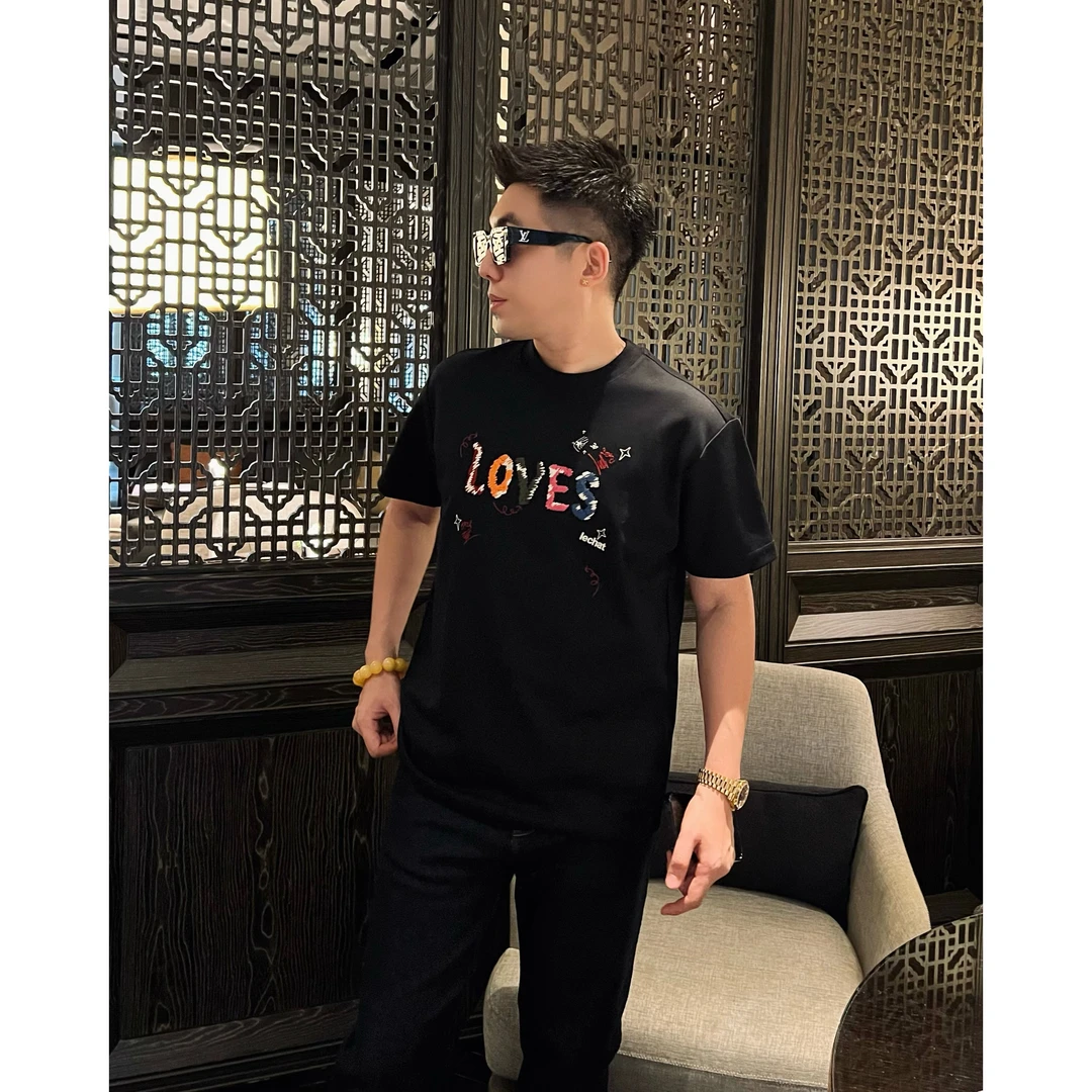【LOVE刺绣】秋季小罗雅痞液氨棉刺绣情侣短袖T恤衫男士短袖李查德