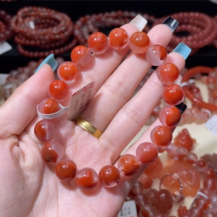 南红玛瑙鸿运当头手串10m+未镶嵌是***～476