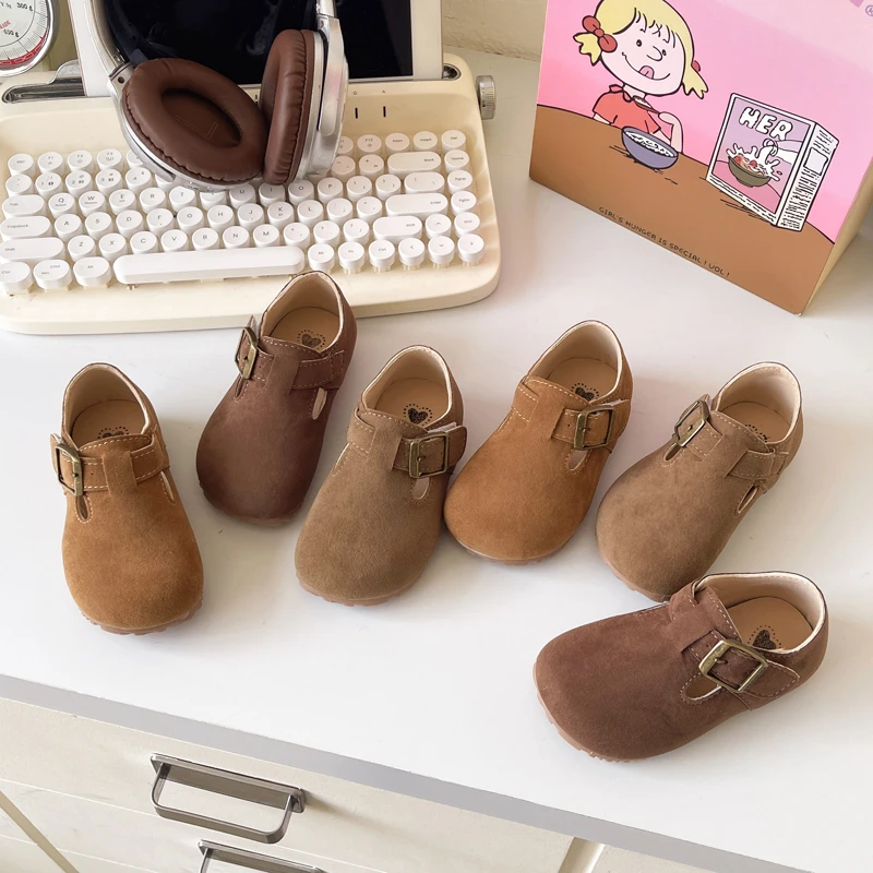 儿童勃肯鞋2025春秋新款皮鞋女童韩版小单鞋男宝宝百搭休闲豆豆鞋