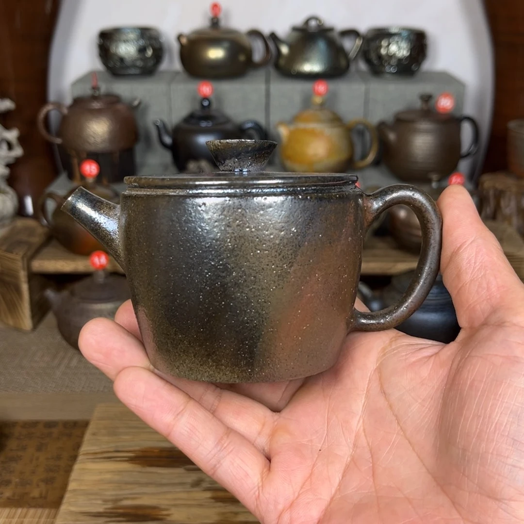 壶建水紫陶紫泥柴烧宽口汉瓦200c c