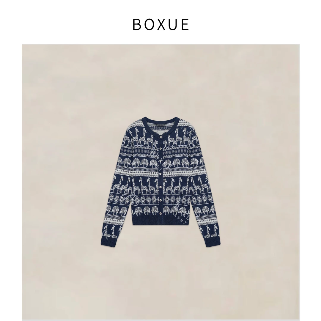 BOXUE“奶霜”2025秋冬高级感费尔岛轻奢 外套#250902W4391