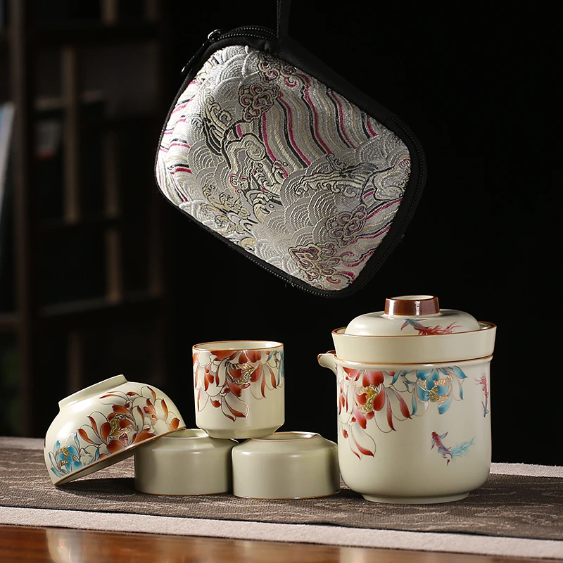 C314汝窑一壶四杯旅行茶具