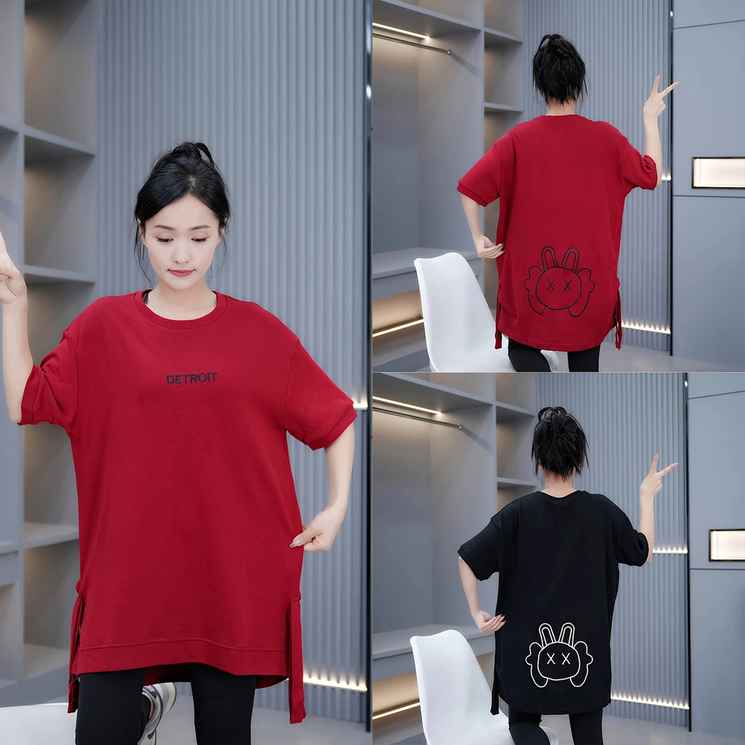 夏季圆领卡通上衣休闲简约风字母休闲短袖C566