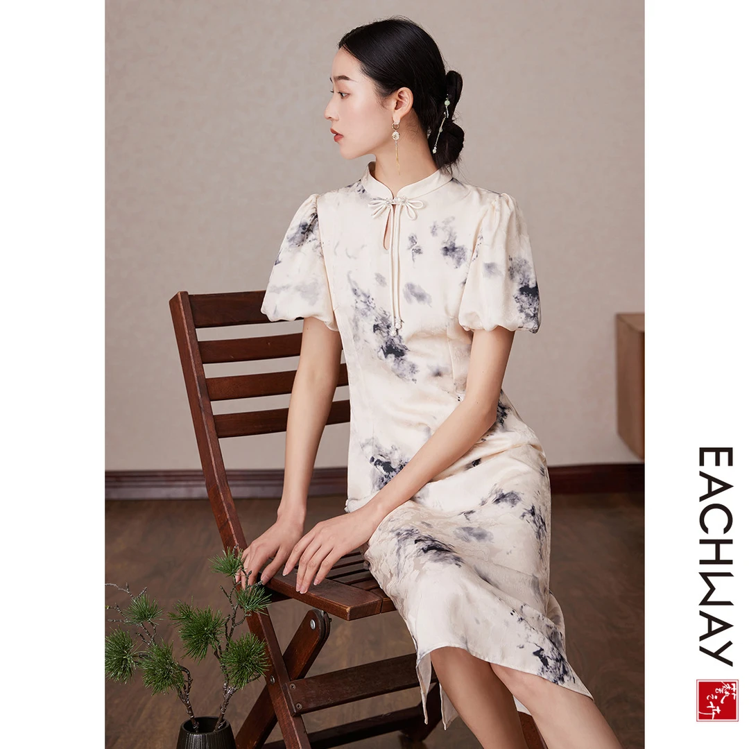 1S42L1107608气质国风连衣裙女夏季高级感中长裙