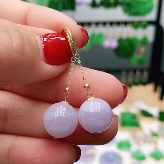 翡翠耳饰18K金镶嵌耳饰