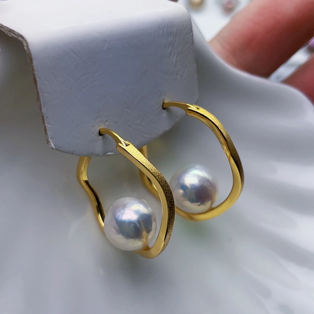 淡水珍珠耳饰银S925镶嵌