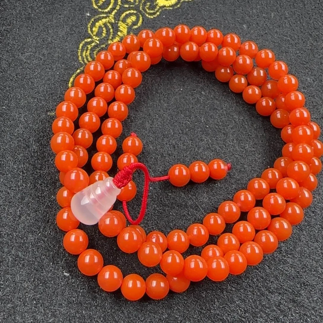 南红玛瑙手串未镶嵌6.6mm柿子红多圈