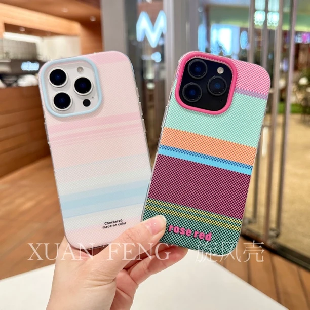 马卡龙彩虹ai按键全包适用16pro15pro14pro/13简约情侣款手机壳