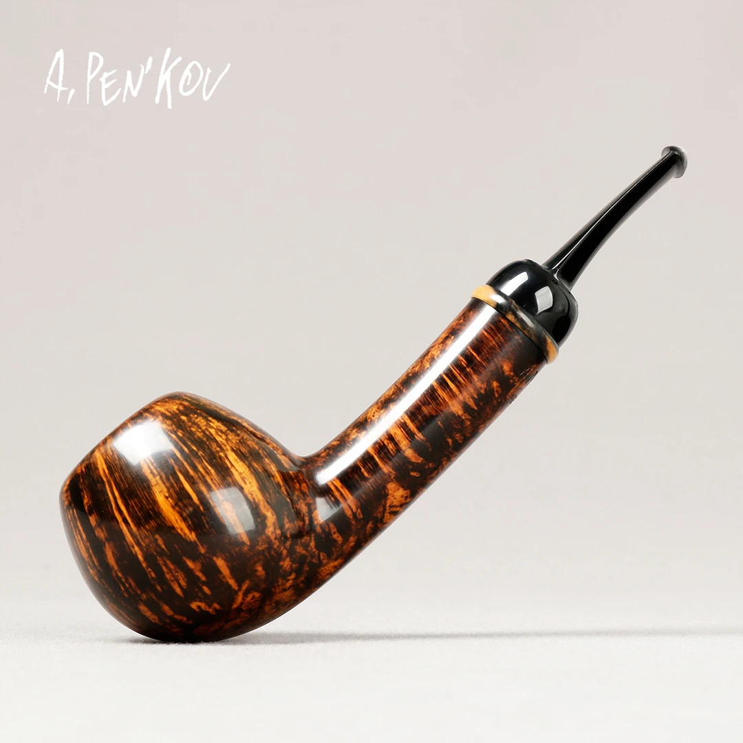 俄罗斯彭科夫A Pen'kov 光面苹果直斗 手工石楠木烟斗