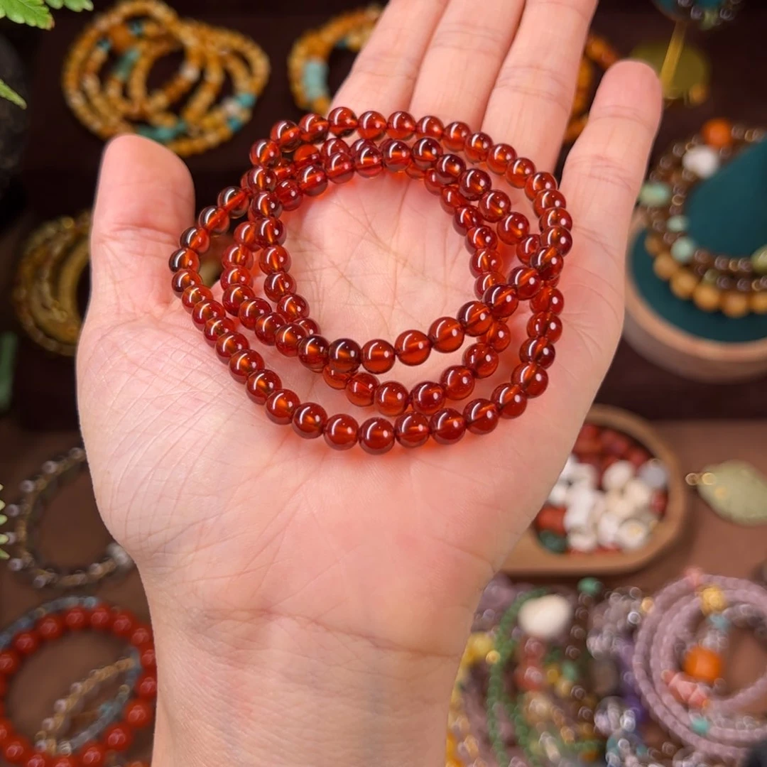 橙调石榴小众贵色三圈6mm