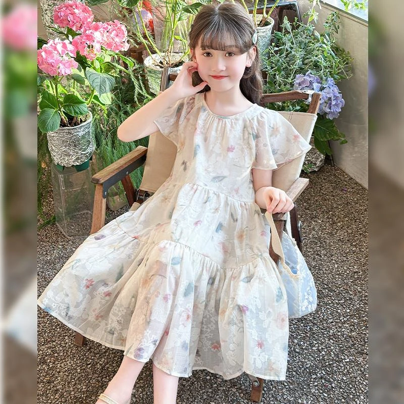 女童连衣裙夏季薄款2025新款洋气大童夏装公主裙夏天雪纺儿童裙子