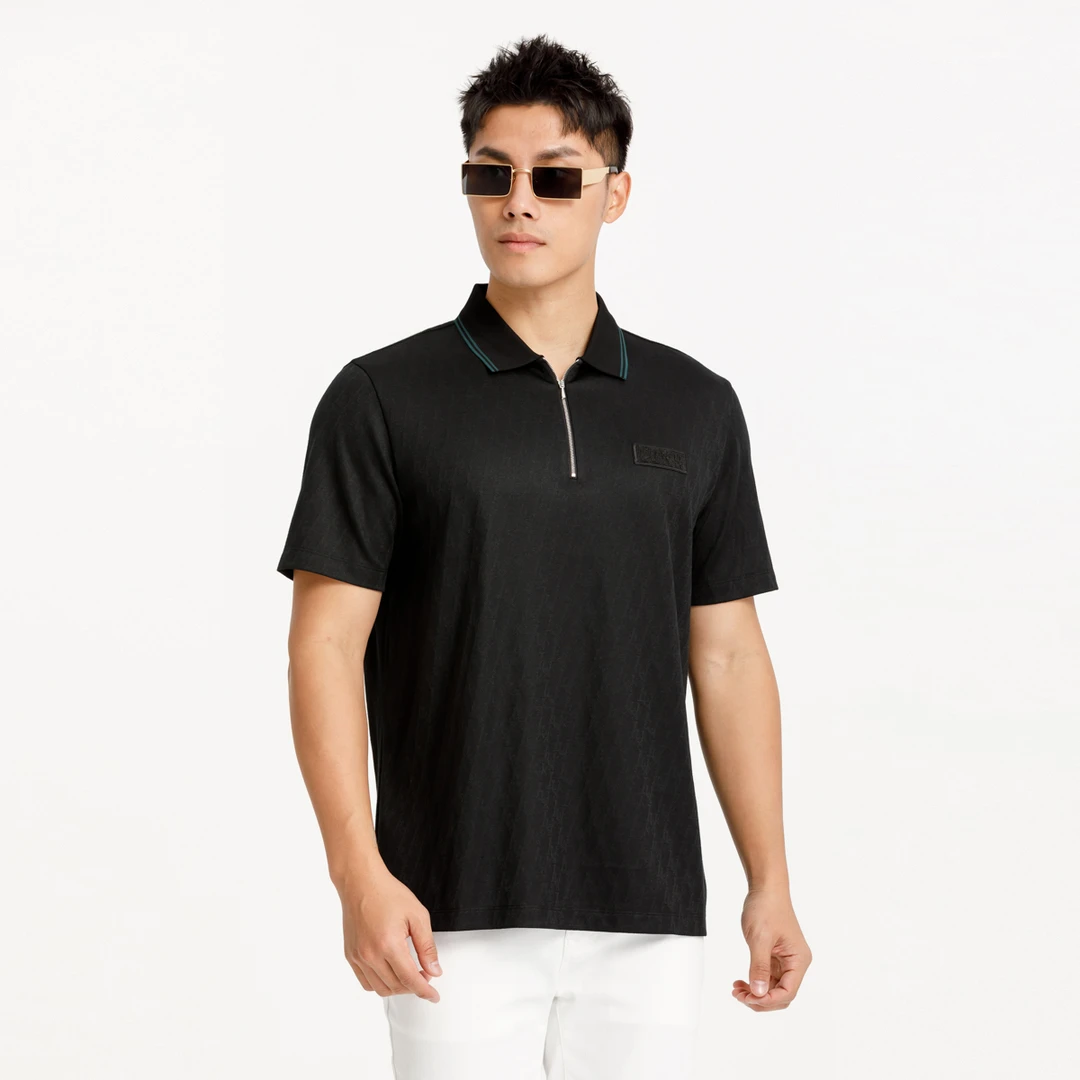 路卡迪龙【160绵羊毛1440山羊绒】春夏提花短袖针织POLO衫183231160