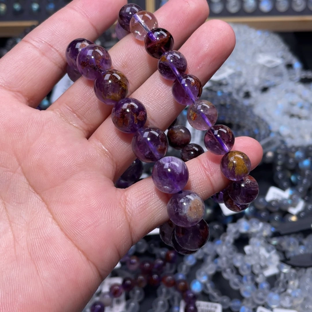 水晶手链未镶嵌不*了紫幽灵水晶手链12m+10.8m