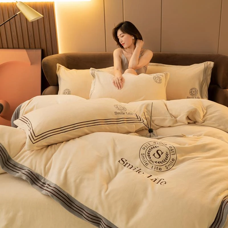 水星高端适用家纺高端牛奶绒四件套冬季珊瑚绒2025新款加绒加厚法