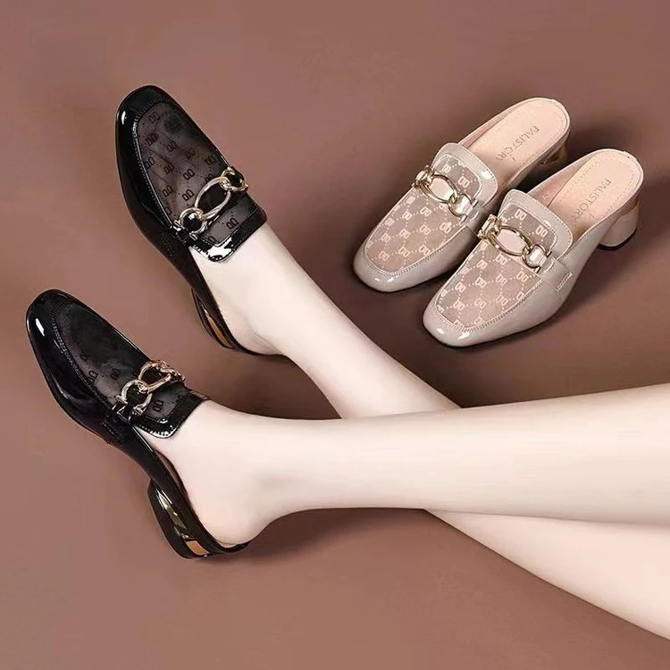 2025年春秋新款女鞋低跟粗跟皮鞋平底百搭软底女单鞋