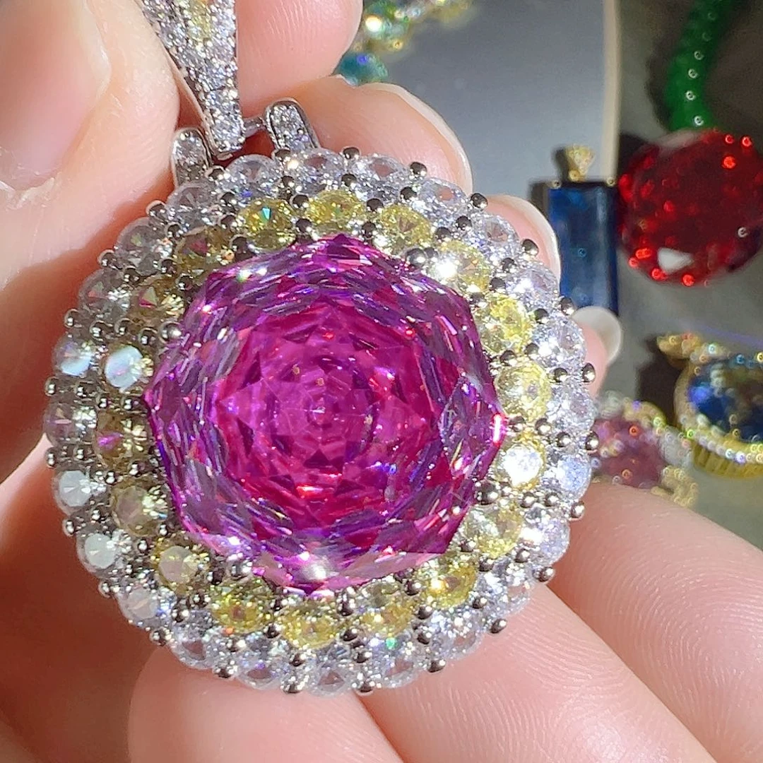 花岗石钨合金红色蓝色吊坠