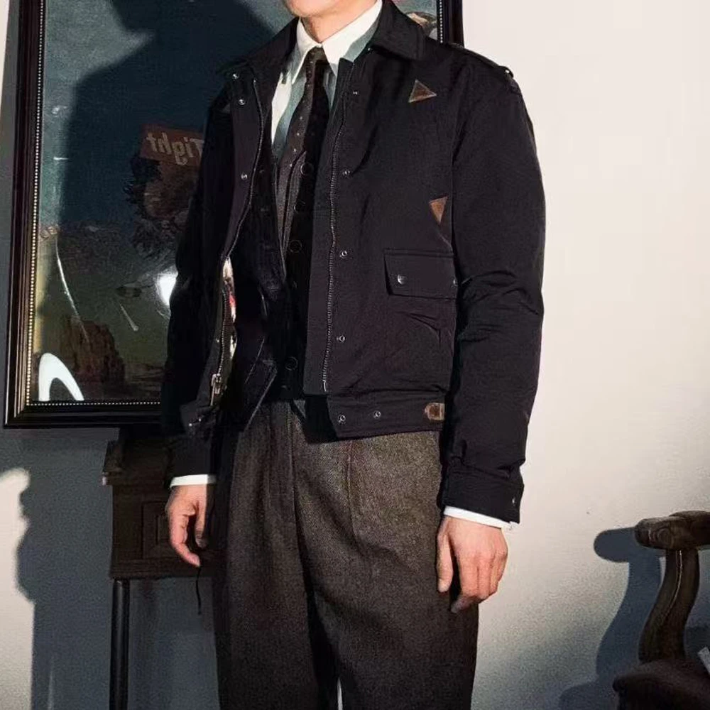 英式飞行夹克短款廓形防水尼龙轻薄款羽绒服保暖外套