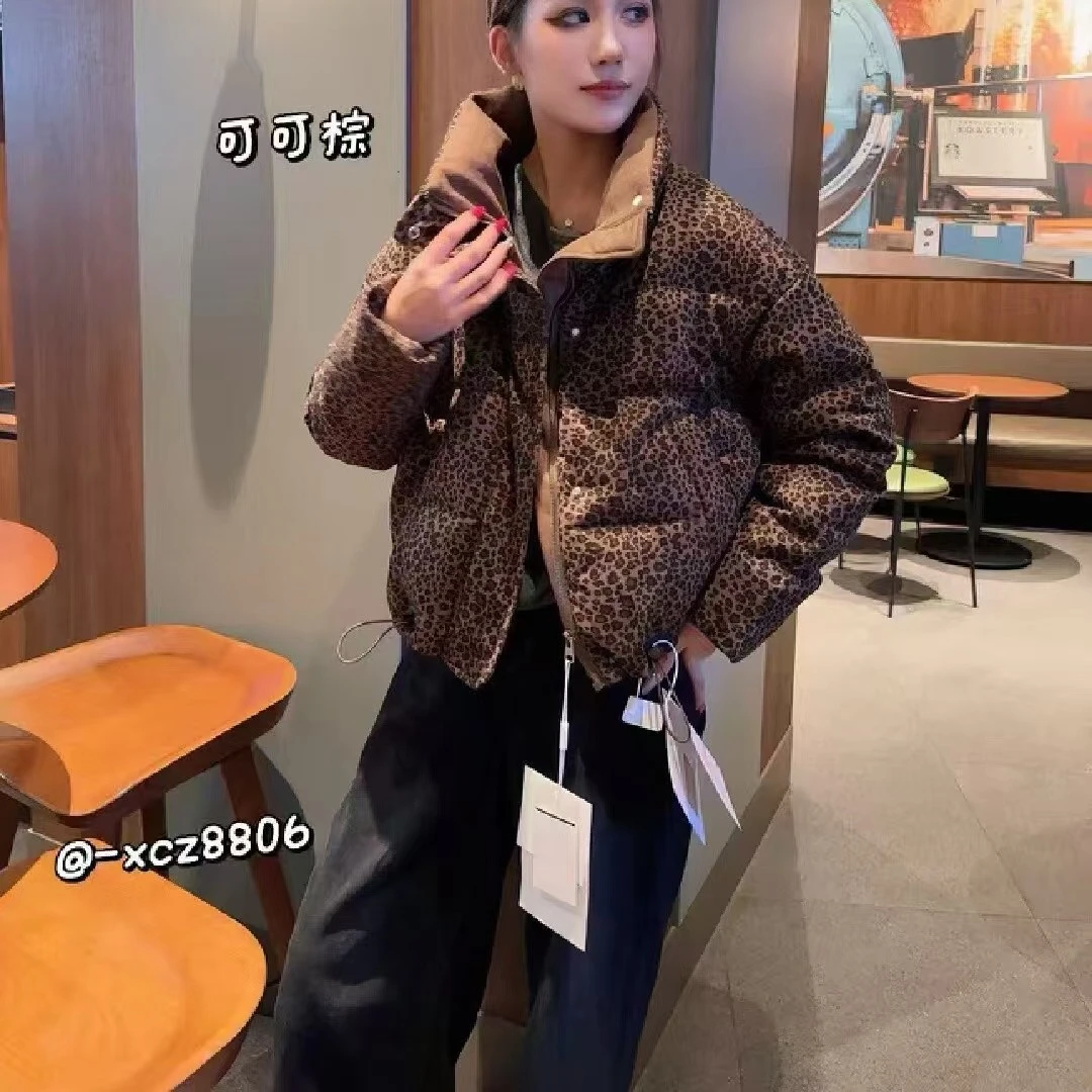 霞霞家潮流休闲豹纹石墨烯外套