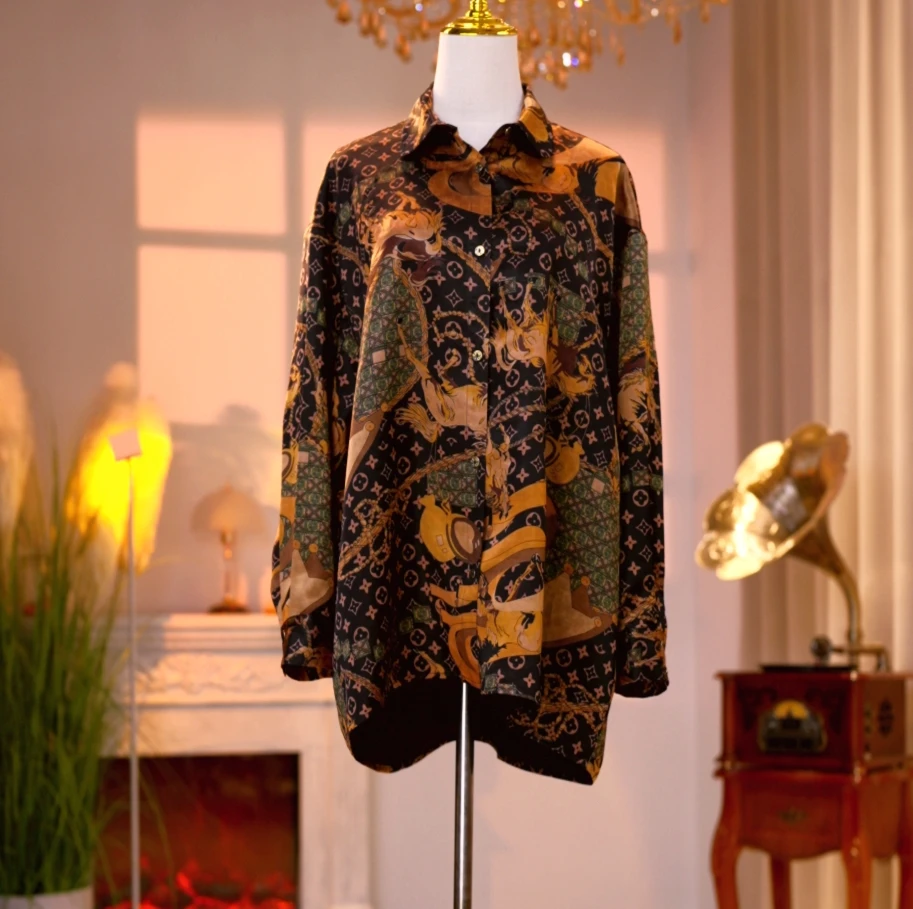 香云纱高定时尚气质减龄衬衫   250179