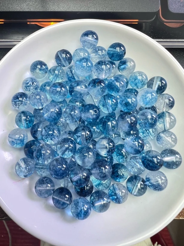 天然水晶散珠 蓝幽灵半盘水晶Y1995 卡6mm 40颗(赠弹力线)