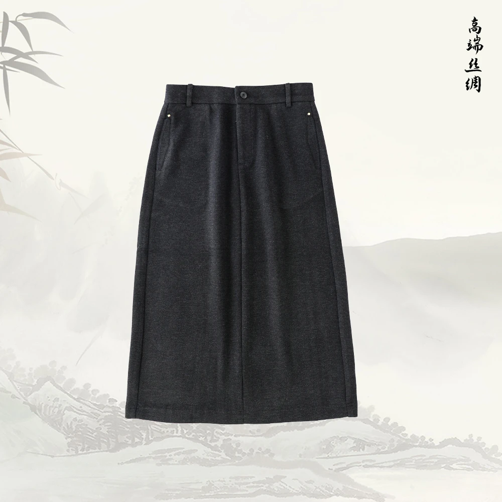 新款羊毛显瘦休闲百搭时尚通勤半身裙53866