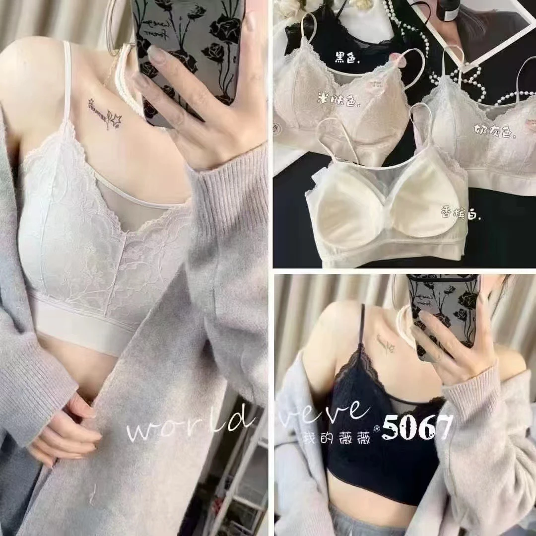 蕾丝130斤以内吊带抹胸性感美背女薄款聚拢防走光一体式打底