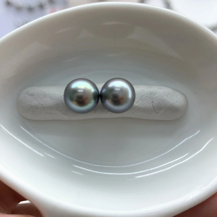 裸珠海水珍珠浅银灰蓝