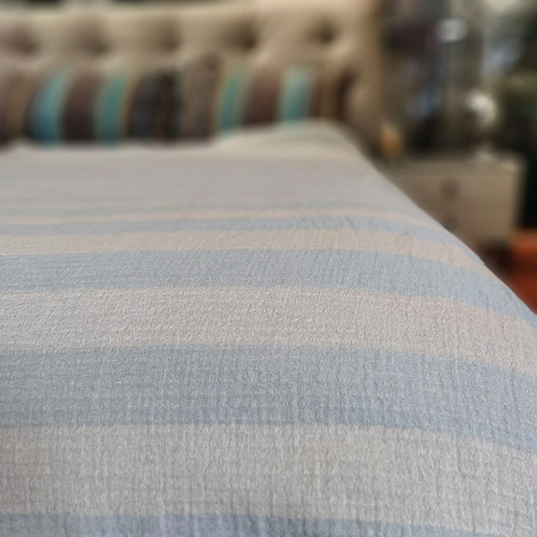 【宽条】200x230亚麻软流苏床盖